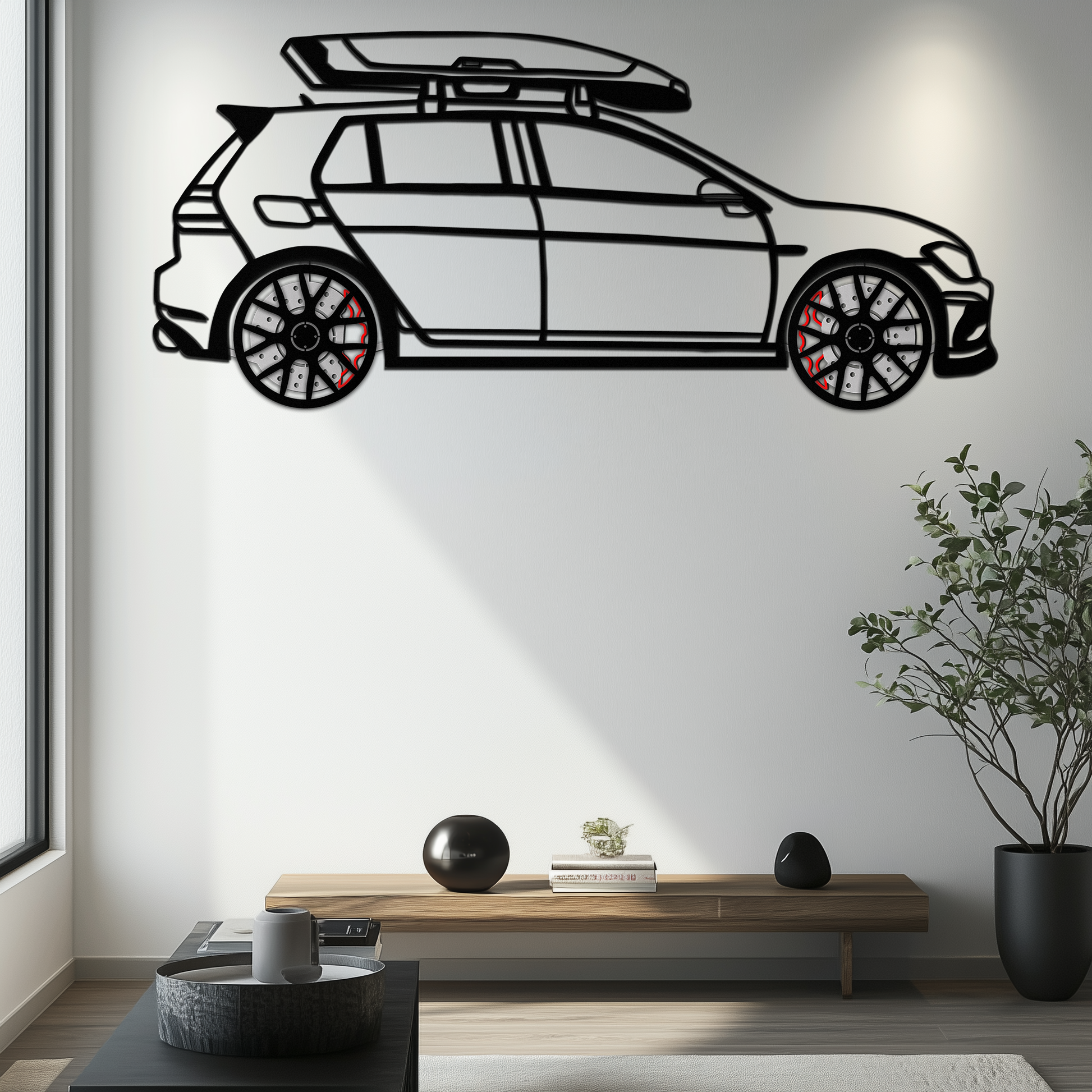Volkswagen Golf R Spectrum Metal Wall Art – Rotating Wheels Car Silhouette Wall Decor, Unique Gift for Car Lovers-KAFMEKA090 - Tampa Home & Garden Store