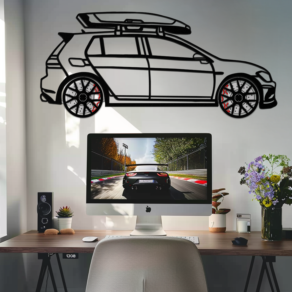 Volkswagen Golf R Spectrum Metal Wall Art – Rotating Wheels Car Silhouette Wall Decor, Unique Gift for Car Lovers-KAFMEKA090 - Tampa Home & Garden Store