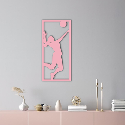 Volleyball Player Silhouette Metal Wall Art - Pink Modern Sports Décor - KAFGP186 - Tampa Home & Garden Store