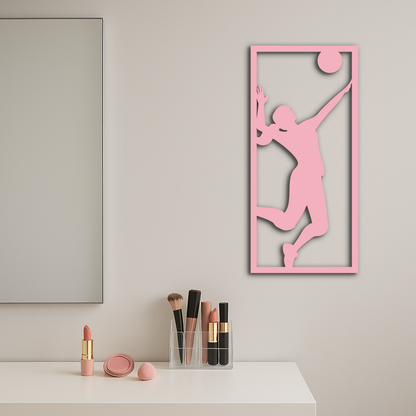 Volleyball Player Silhouette Metal Wall Art - Pink Modern Sports Décor - KAFGP186 - Tampa Home & Garden Store
