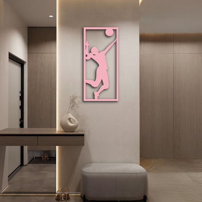 Volleyball Player Silhouette Metal Wall Art - Pink Modern Sports Décor - KAFGP186 - Tampa Home & Garden Store