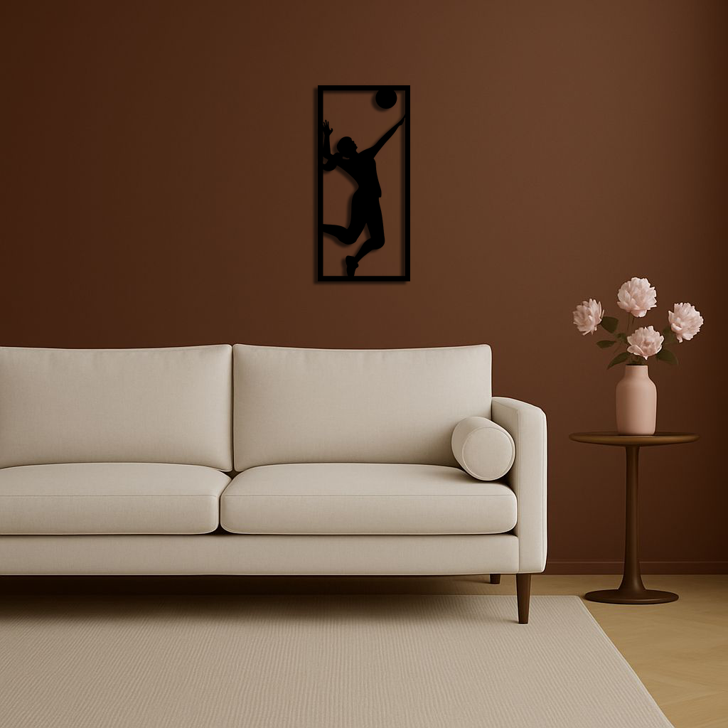 Volleyball Player Silhouette Metal Wall Art - Pink Modern Sports Décor - KAFGP186 - Tampa Home & Garden Store
