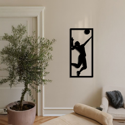 Volleyball Player Silhouette Metal Wall Art - Pink Modern Sports Décor - KAFGP186 - Tampa Home & Garden Store