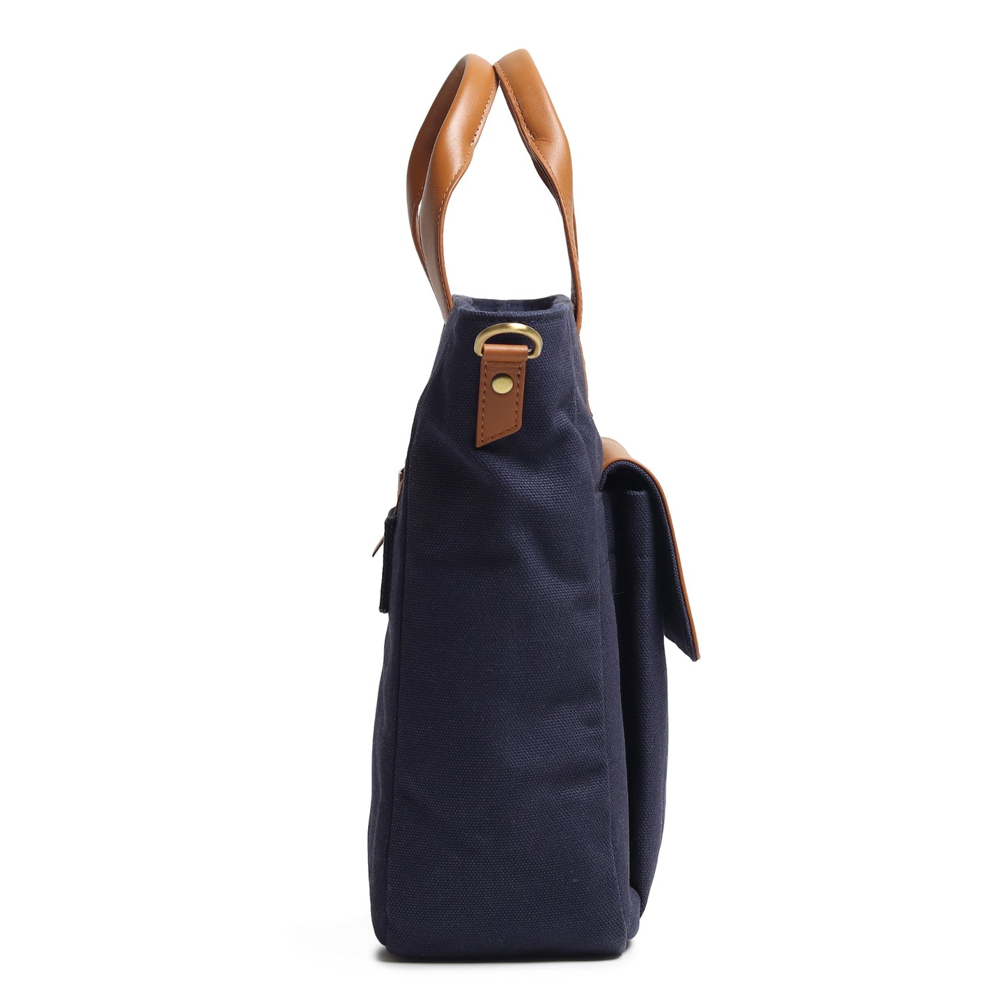 Voyager Canvas Leather Briefcase, Dark Blue - Tampa Home & Garden Store