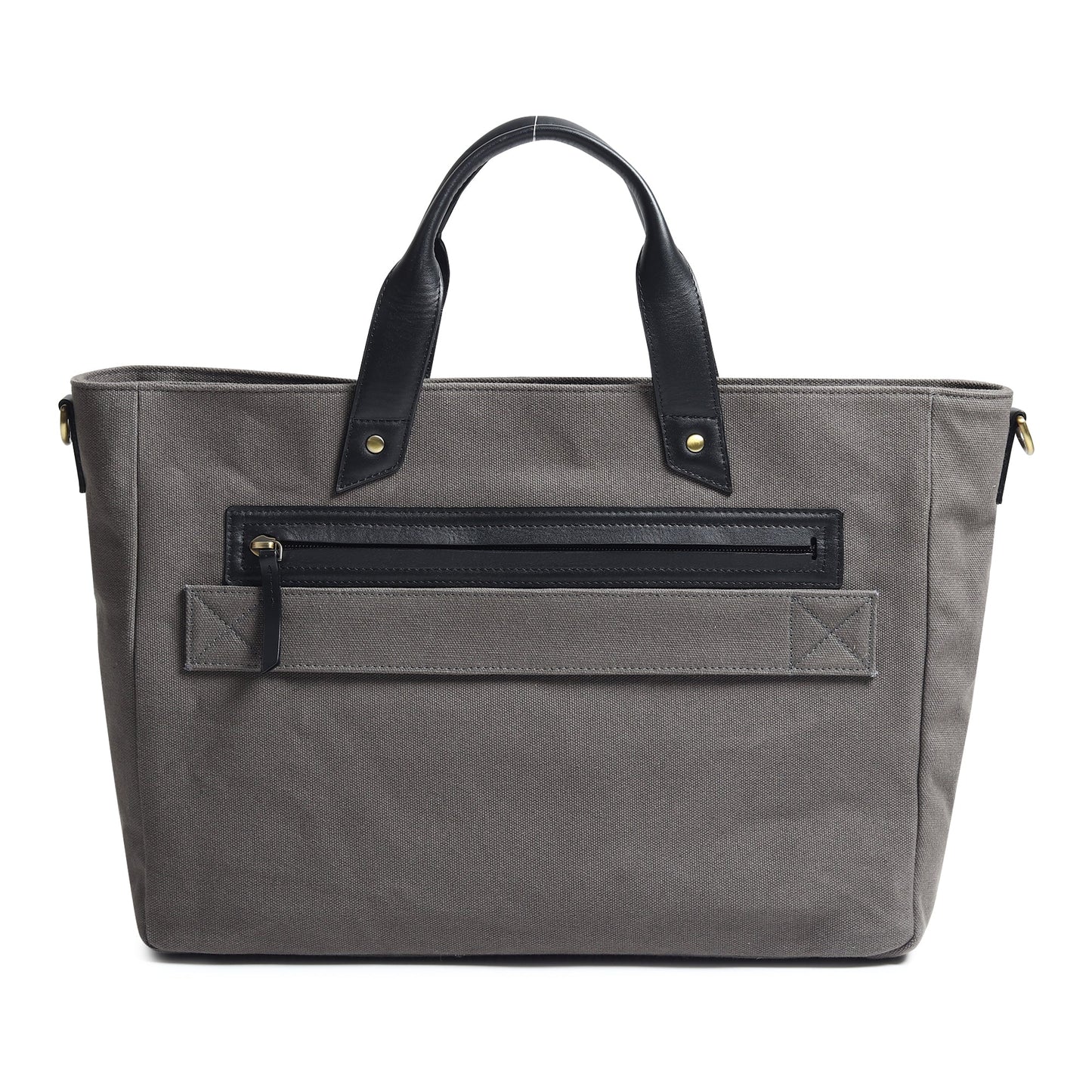 Voyager Canvas Leather Briefcase, Gray - Tampa Home & Garden Store