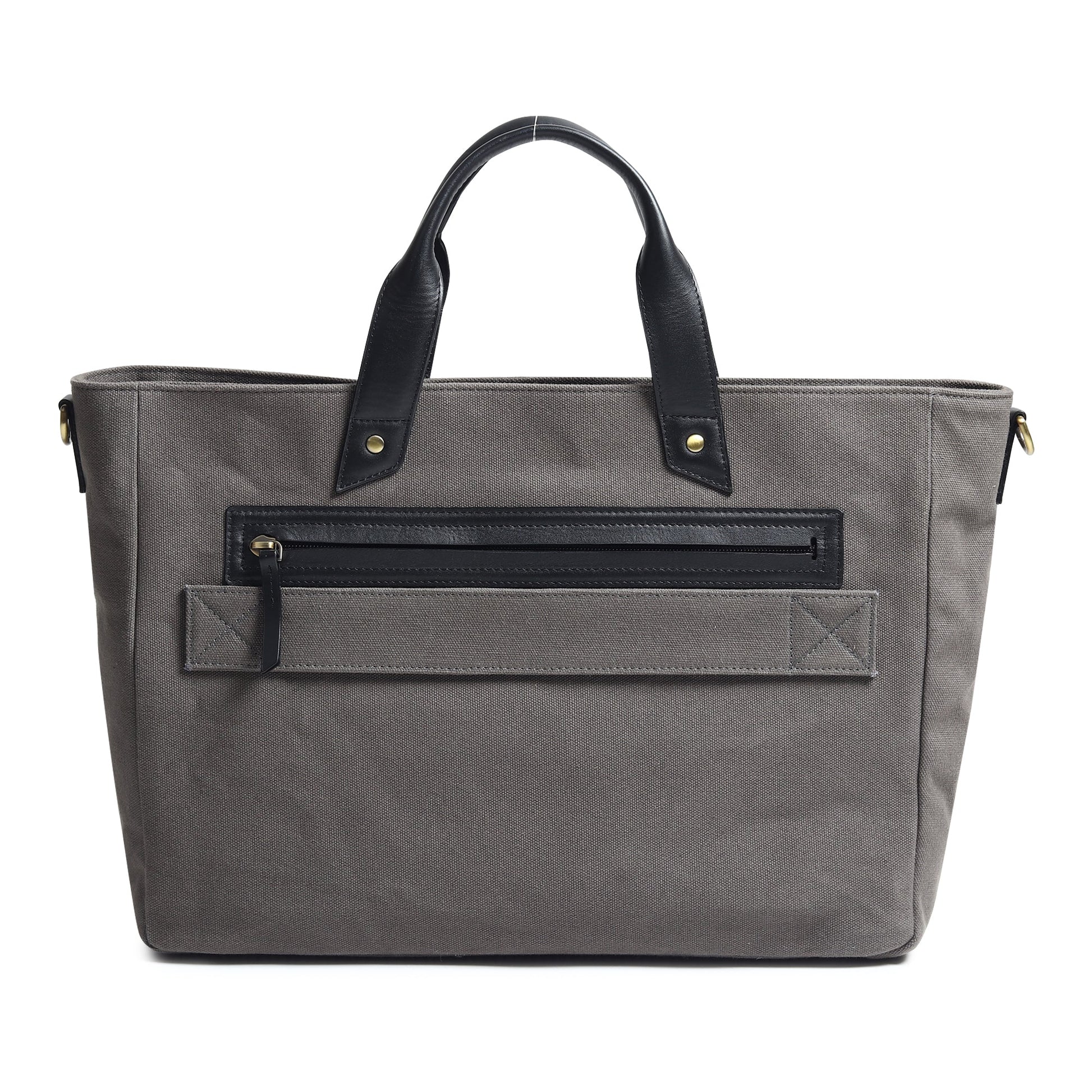 Voyager Canvas Leather Briefcase, Gray - Tampa Home & Garden Store