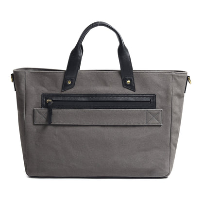 Voyager Canvas Leather Briefcase, Gray - Tampa Home & Garden Store