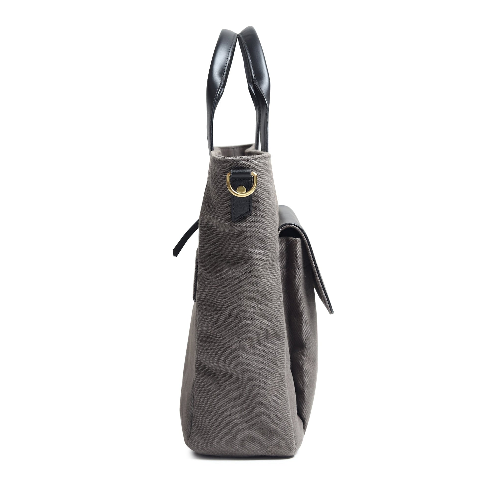 Voyager Canvas Leather Briefcase, Gray - Tampa Home & Garden Store