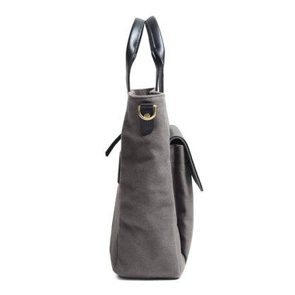 Voyager Canvas Leather Briefcase, Gray - Tampa Home & Garden Store