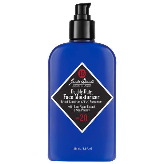 Face Moisturizer bottle blue with black pump Jack Black label SPF 20 Blue Algae Extract on Tampa Home & Garden Store
