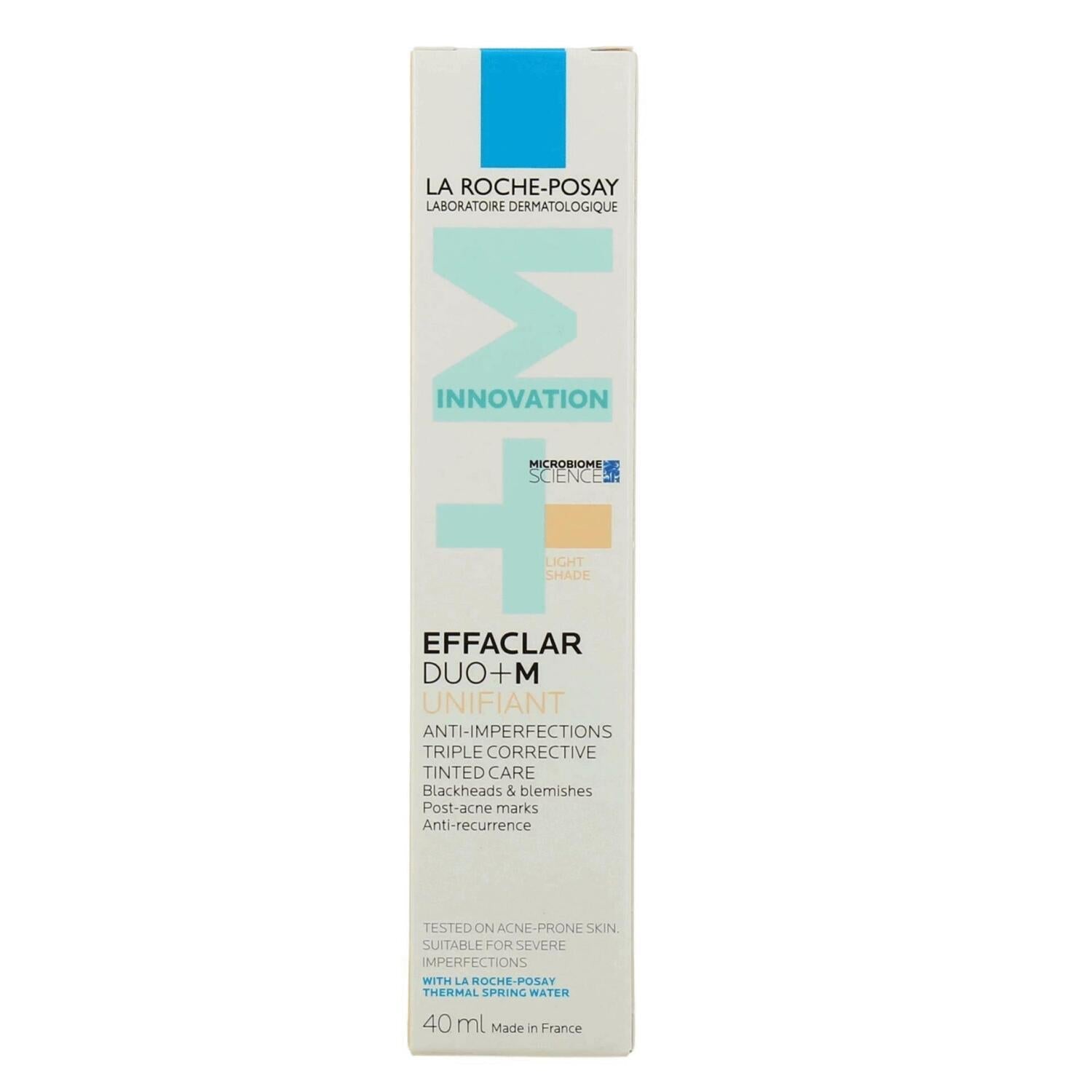La Roche-Posay Effaclar Duo+M Unifiant Light face cream box with blue graphics 40 ml on Tampa Home & Garden Store