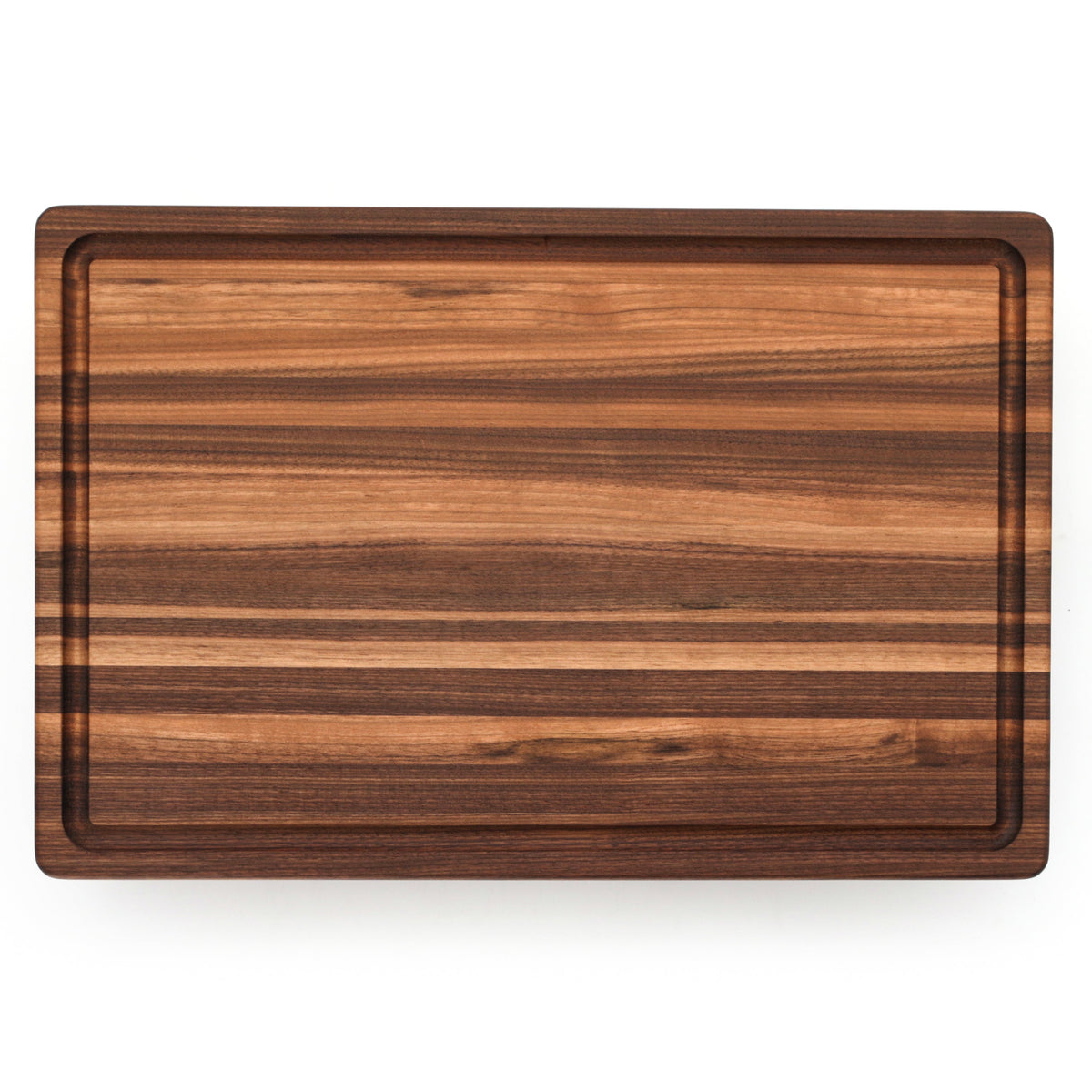 Refine Kitchenware 18x12 edge grain cutting board with walnut finish and juice groove on Tampa Home & Garden Store