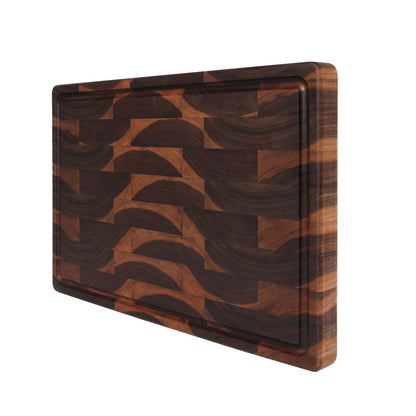 End grain cutting board Refine Kitchenware 18x12 in dark wood mosaic pattern on Tampa Home & Garden Store