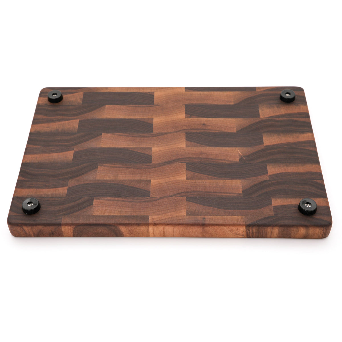 End grain cutting board 18x12 by Refine Kitchenware with dark walnut block pattern on Tampa Home & Garden Store