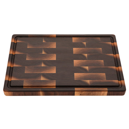 18x12 end grain cutting board with dark and light wood block pattern on Tampa Home & Garden Store