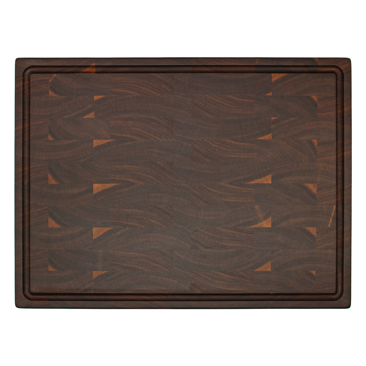 End grain cutting board 20x15 Refine Kitchenware dark brown wood beveled on Tampa Home & Garden Store
