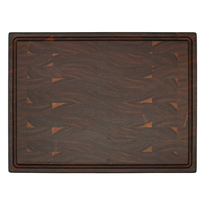 End grain cutting board 20x15 Refine Kitchenware dark brown wood beveled on Tampa Home & Garden Store