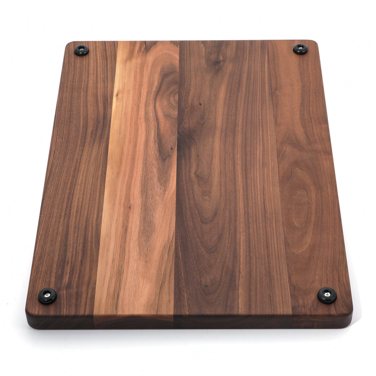 Refine Kitchenware cutting board, 24x18 in, thick flat-grain, two-tone wood with rubber feet on Tampa Home & Garden Store