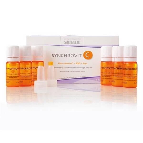 Face serum Synchrovit C kit by Beauty Care Bag, 6x5ml amber bottles with white caps in box on Tampa Home & Garden Store