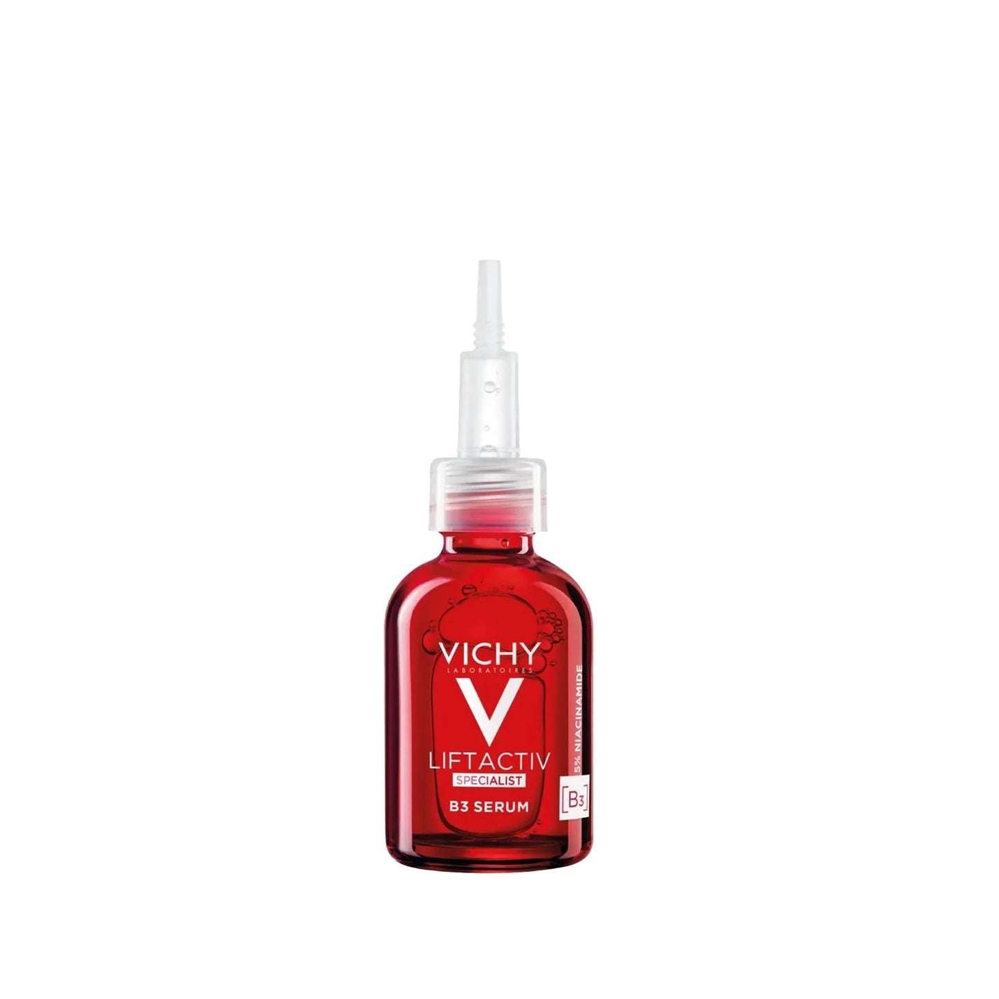 Vichy Liftactiv Specialist B3 Serum bottle with red serum and clear dropper cap on Tampa Home & Garden Store