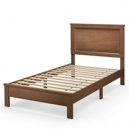Cama de plataforma de madera moderna de tamaño doble para dormitorio universitario en nogal