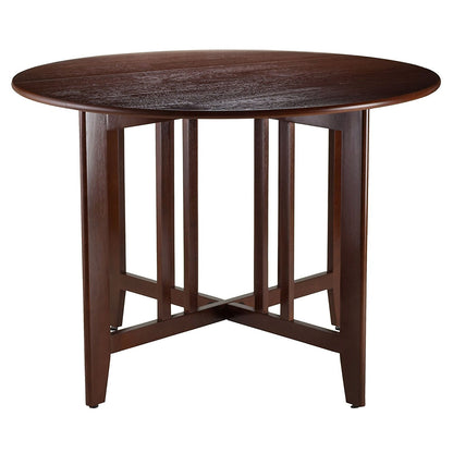 Mesa de comedor de doble hoja abatible estilo Misión, redonda de 42 pulgadas
