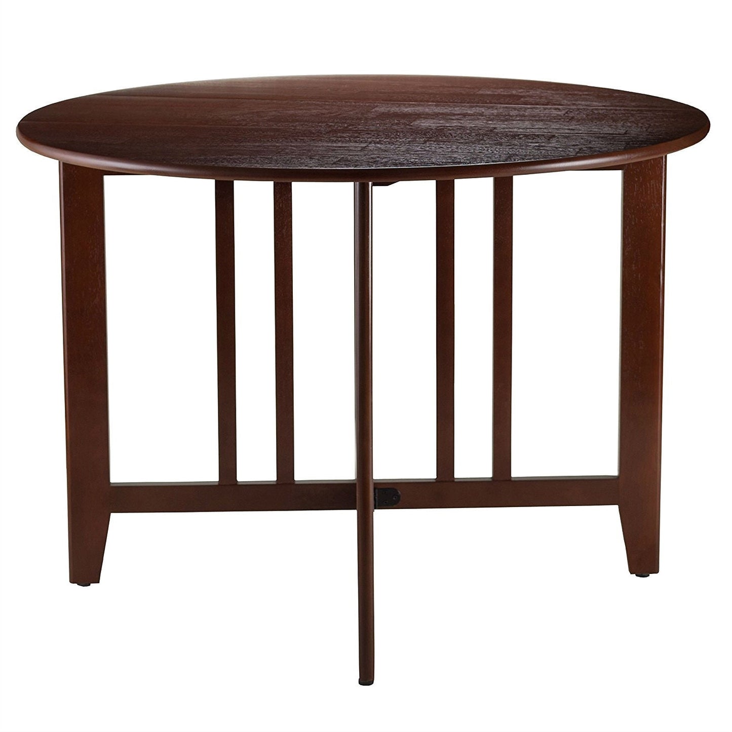 Mesa de comedor de doble hoja abatible estilo Misión, redonda de 42 pulgadas