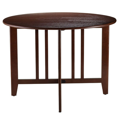 Mesa de comedor de doble hoja abatible estilo Misión, redonda de 42 pulgadas