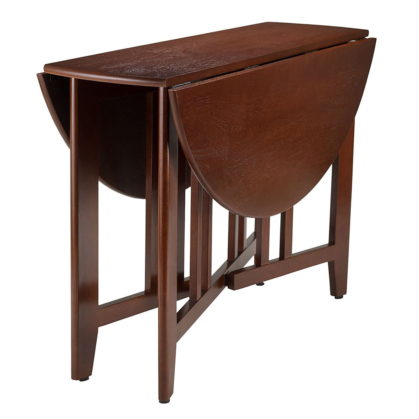 Mesa de comedor de doble hoja abatible estilo Misión, redonda de 42 pulgadas