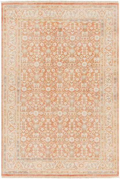 Wailea Area Rug - Clearance, peach ivory oriental motif with fringed edges, Boutique Rugs on Tampa Home & Garden Store