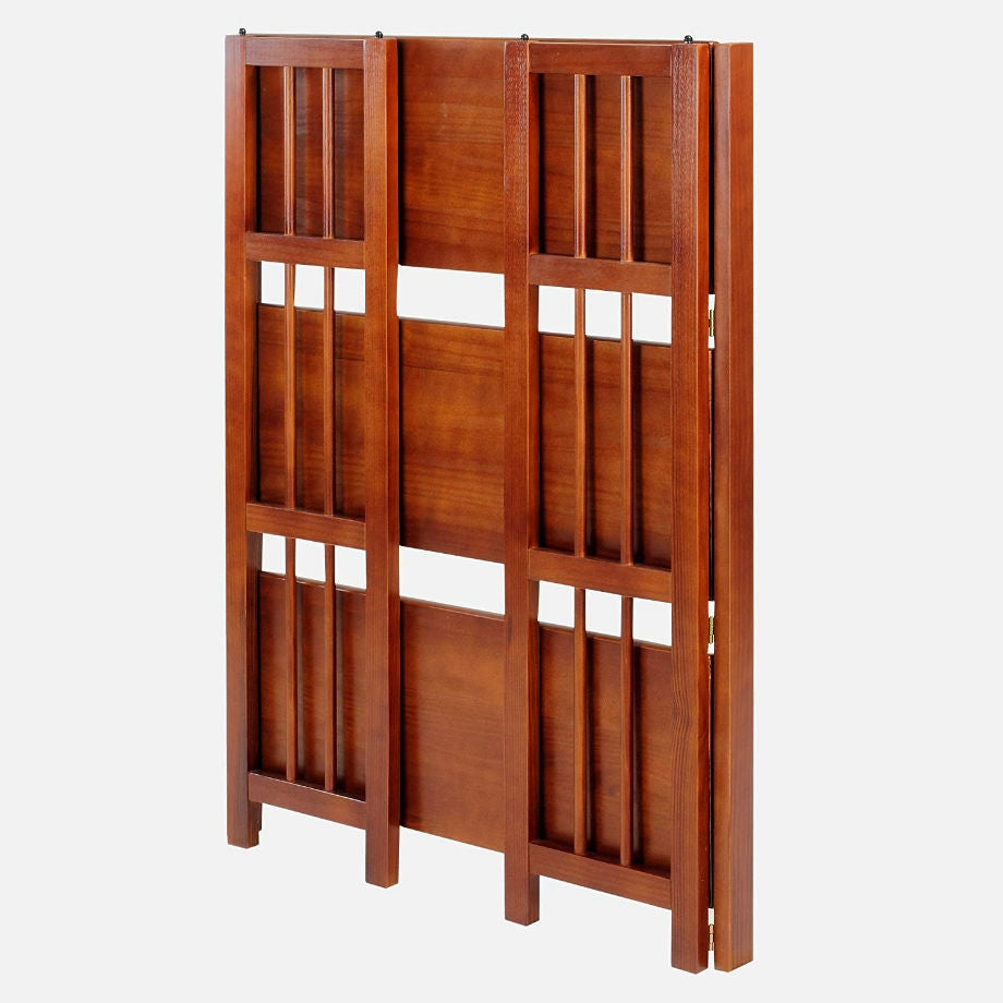 Estantería plegable de 3 estantes con acabado en madera de nogal