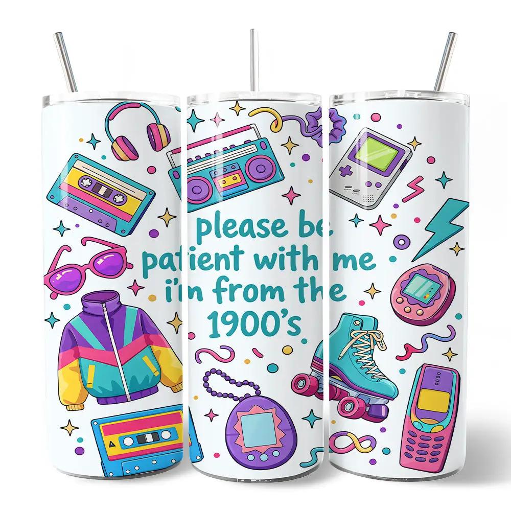 20oz personalized tumbler trio with lids and stainless straws OrnamentallyYou retro 90s design on Tampa Home & Garden Store