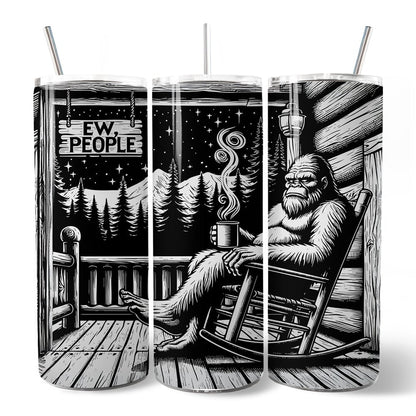 Bigfoot Cabin Life 20oz Personalized Tumbler With Lid and Stainless Steel Straw, Sarcastic Introvert Camping Gift Cup