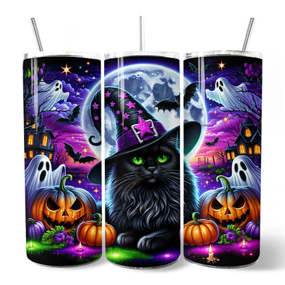 Black Cat Witch 20oz Spooky Halloween Tumbler