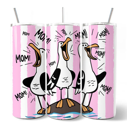 Pink Coastal Seagull Mom 20oz Tumbler and Straw