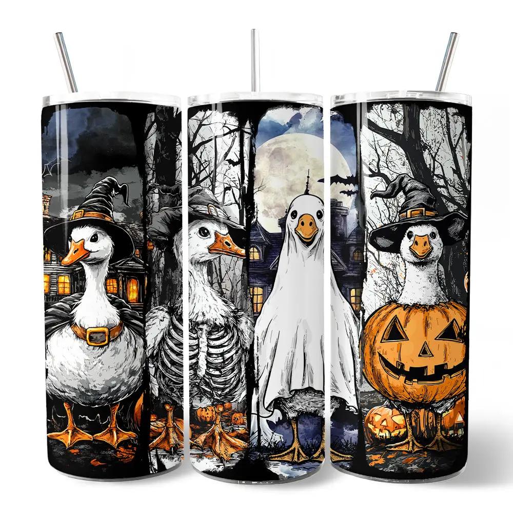 4pc Halloween goose in costume 20oz tumbler set with lids and stainless straws by OrnamentallyYou on Tampa Home & Garden Store