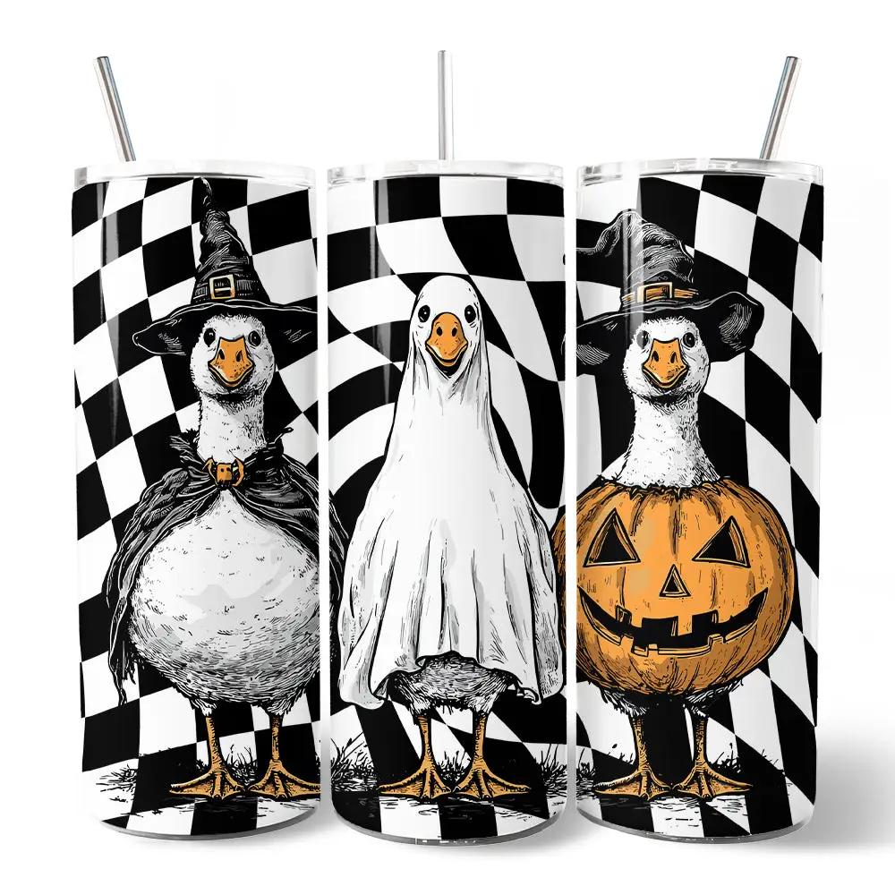 Haunting Honkers 20oz tumbler trio OrnamentallyYou with lid straw witch ghost pumpkin geese on Tampa Home & Garden Store