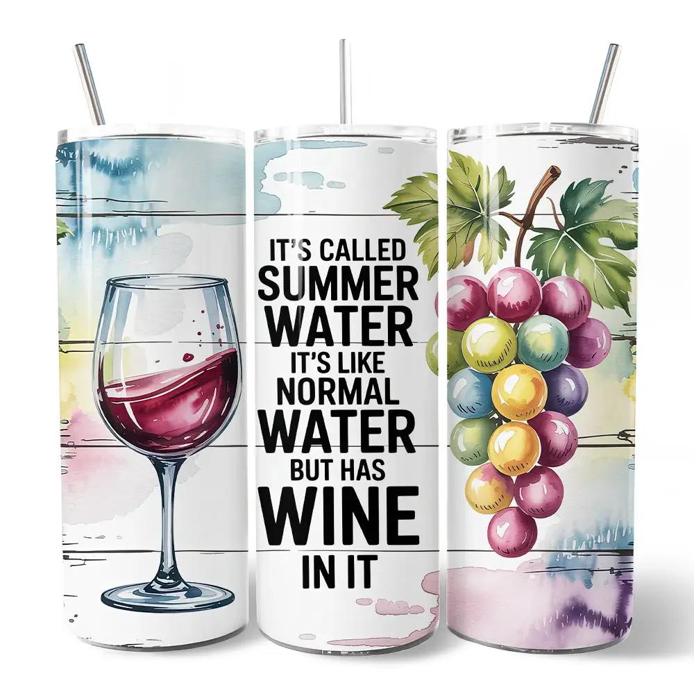 Summer Water Is Wine 20oz tumbler set with lids and stainless straw, 3-pack on Tampa Home & Garden Store