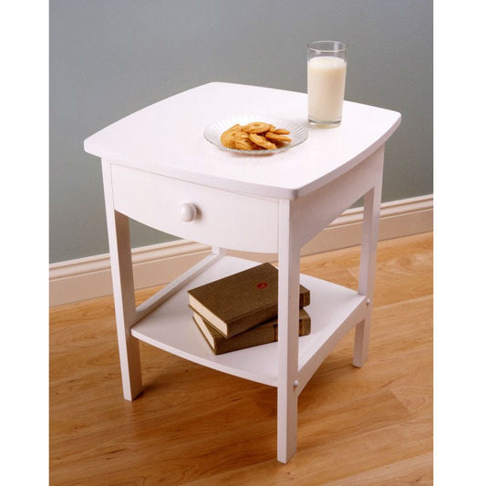 White Wood Contemporary 1-Drawer Bedside Table Nightstand - Tampa Home & Garden Store