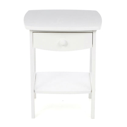 Mesita de noche contemporánea de madera blanca con 1 cajón