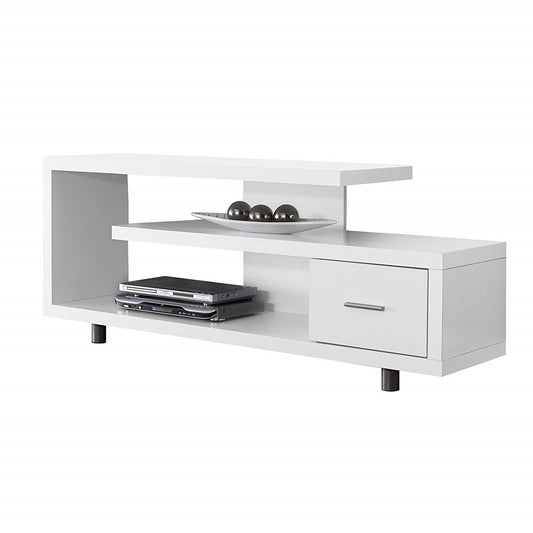 White Modern TV Stand - Fits up to 60-inch Flat Screen TV - Tampa Home & Garden Store