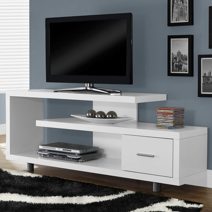 Mueble de TV moderno blanco - Se adapta a televisores de pantalla plana de hasta 60 pulgadas