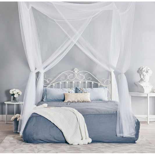 White 4-Post Bed Netting Mosquito Net for Canopy Beds - Fits size Full Queen and King - Tampa Home & Garden Store