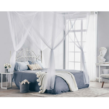Mosquitera Blanca de 4 Postes para Camas con Dosel - Se Adapta a Tamaños Full, Queen y King