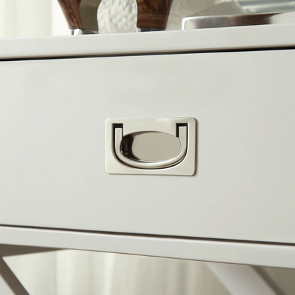 Mesita de noche con 1 cajón, estilo moderno, color blanco, para dormitorio