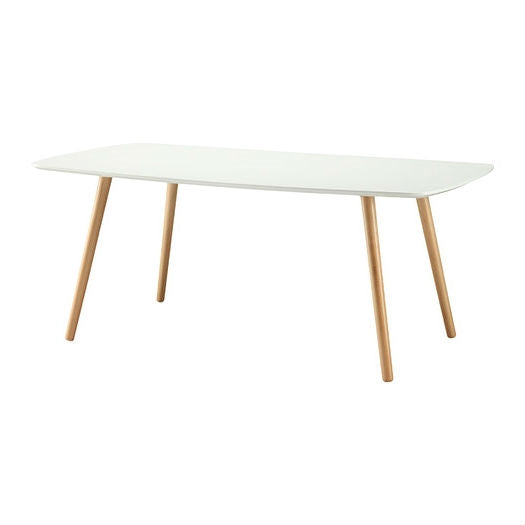 White Top Mid-Century Coffee Table with Solid Wood Legs - Tampa Home & Garden Store