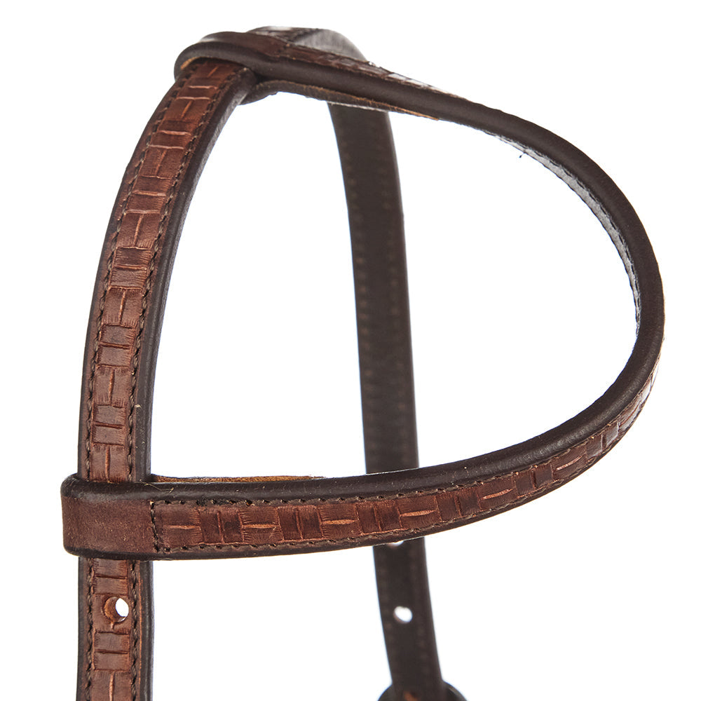 Mayatex WD-RTSEH-MO medium oil rope tooled 5/8in single ear headstall brown leather on Tampa Home & Garden Store