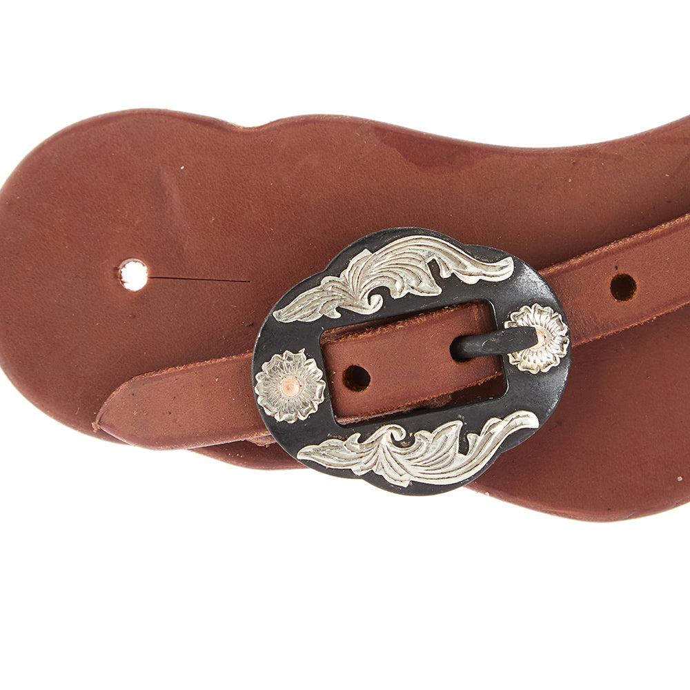 Mens heavy oiled cowboy spur straps by Mayatex with double flower buckles on Tampa Home & Garden Store