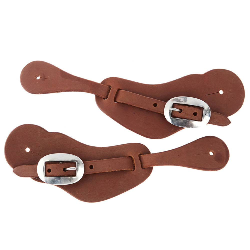 Mayatex WD-CSSO men's oiled cowboy spur straps, brown leather pair with silver buckles on Tampa Home & Garden Store