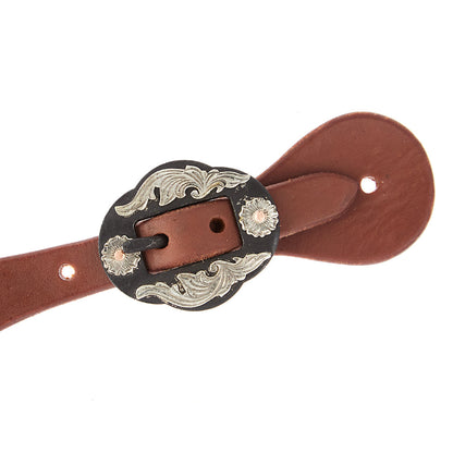 Mens spur strap Mayatex oiled dove leather with double flower round buckle on Tampa Home & Garden Store